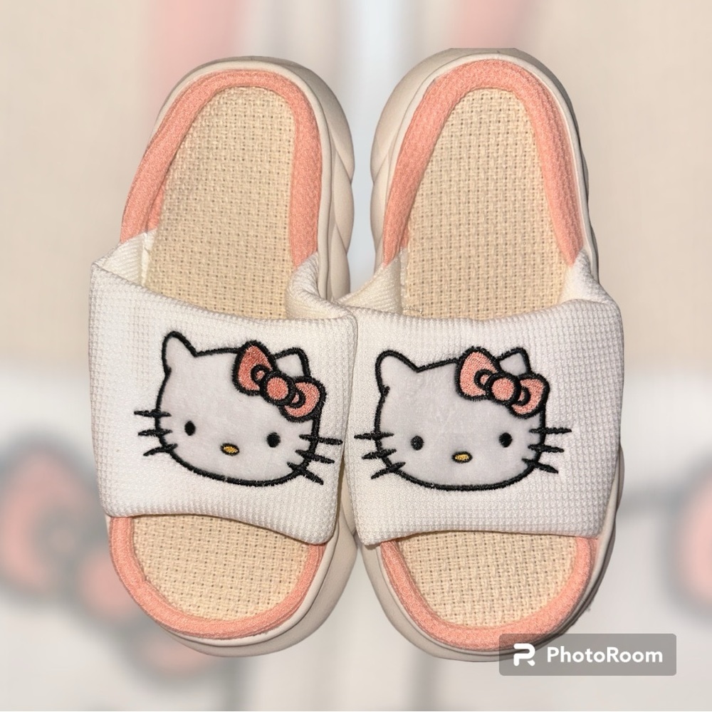 Hello kitty Sanrio Lightweight Breathable Cotton Linen‎ women  slippers